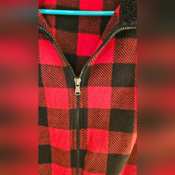 Chaps womens fleece vest size M Red Buffalo Check - Picture 5 of 9